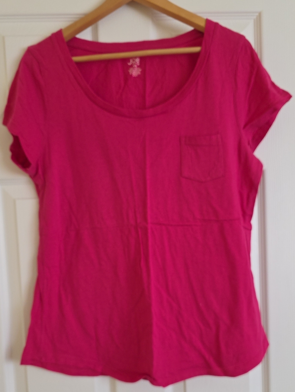 Joe Fresh Bright Pink Scoop-Neck Pocket Tee